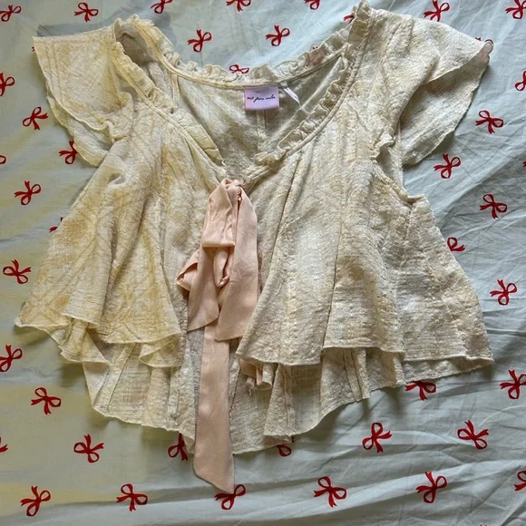 Cream Ruffled Women's Top - Picture 1 of 2